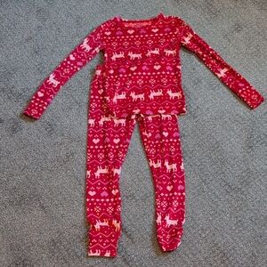 Cat & Jack Red Hearts And Reindeer Soft Pajama Set